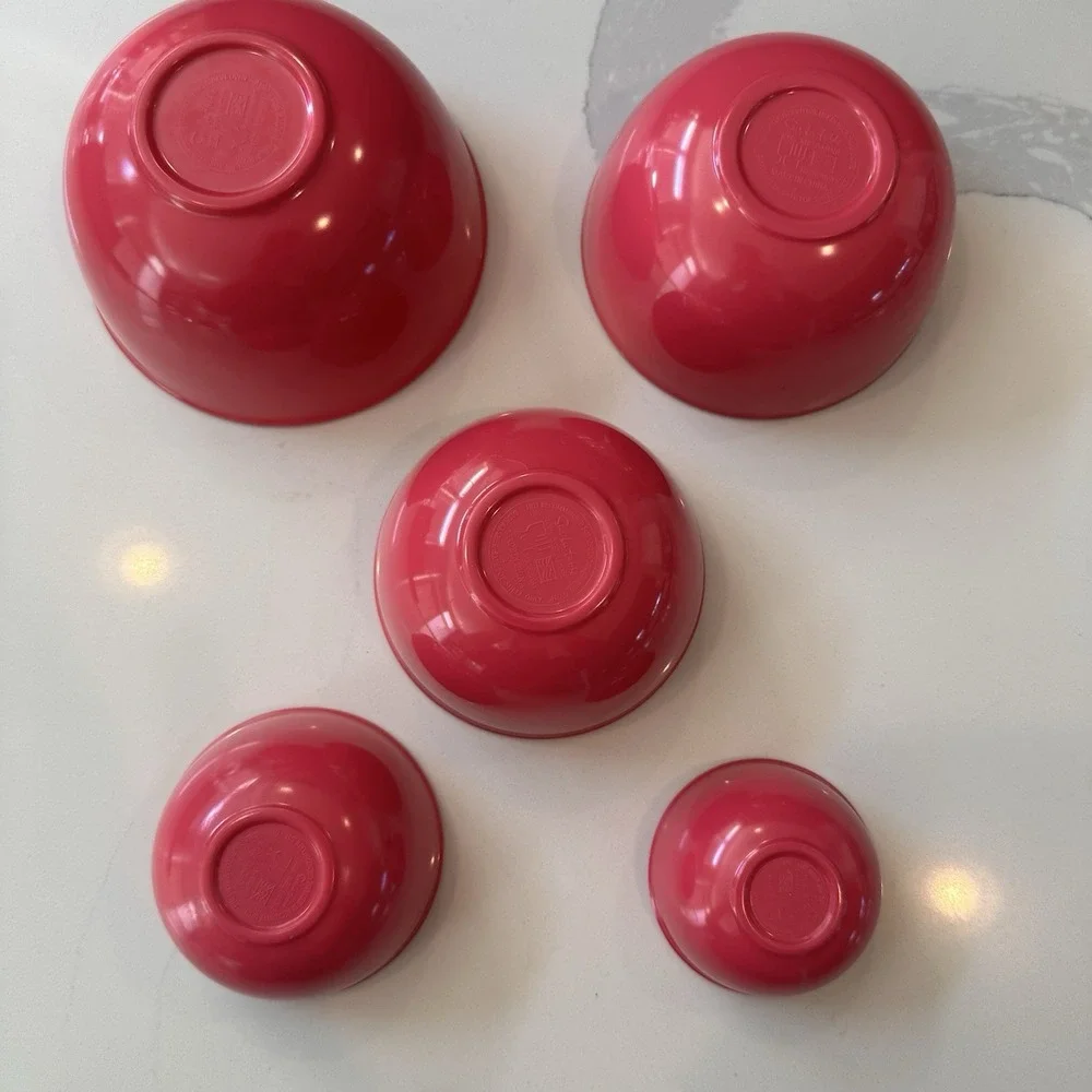 Sur La Table Fuchsia Pink Melamine Nesting Prep Bowls & Measuring Cups Set Of 5